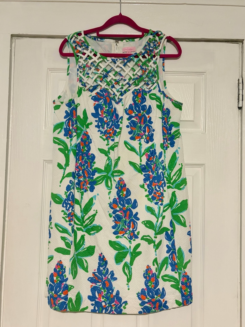 Lilly Pulitzer White Shift Dress with Bluebonnets Floral Print